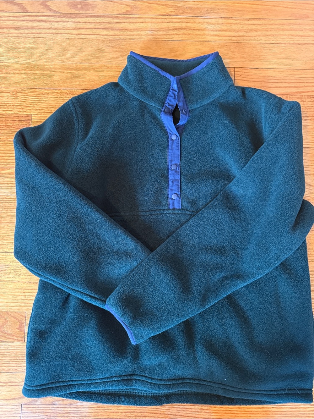 L.L. Bean Dark Green Fleece Jacket with Navy Trim